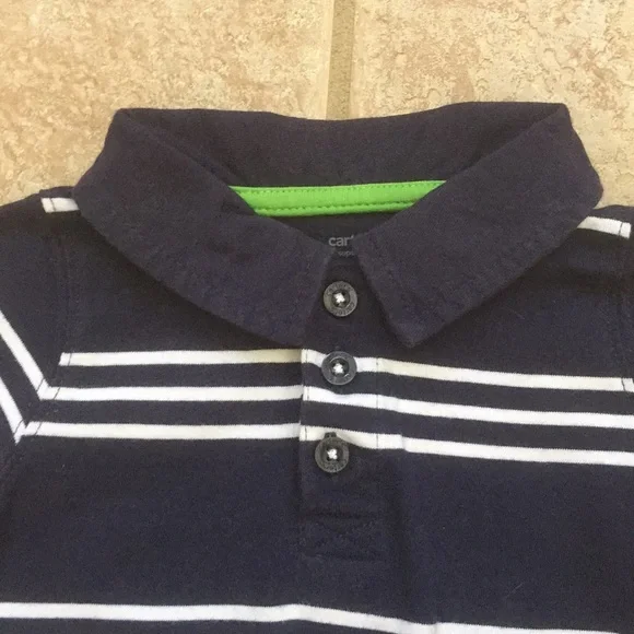 Carter's Boys Dinosaur Striped Polo Romper Jumper - Picture 2 of 8